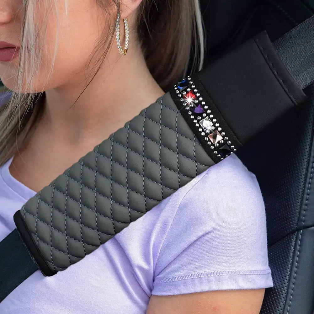 Eva Double-layer Thickened Sponge Seat Belt Pad Seat Belt Shoulder Pads Sparkling Rhinestone Auto Seat Belt Covers Stylish for A