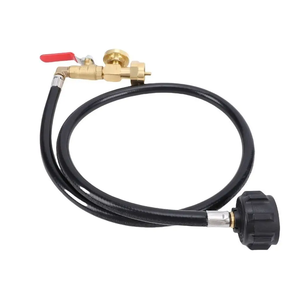3 Feet Propane Tank Refill Connector Pressure Gauge QCC1 Type Gas Bottle Adapter Hose On/Off Valve Filler Tube Outdoor Cooking