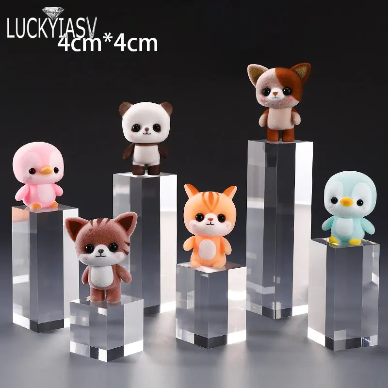 Acrylic Plexiglass Square Stamping Transparent Block Cosmetics Display Stand Photography Props Dolls Perfume Ring Jewelry Holder