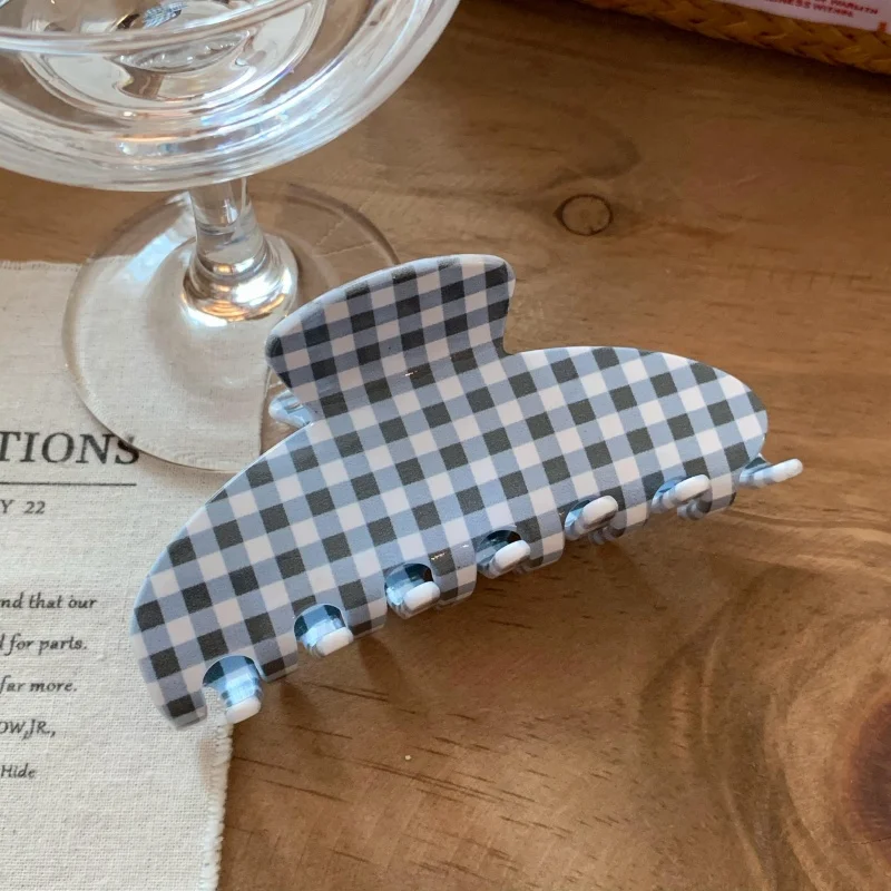 Large Checkered Hair Claw Acetate Claw Clips Retro Trendy Hair Clips for Women Girls Daily Headwear Holiday Hair Accessories