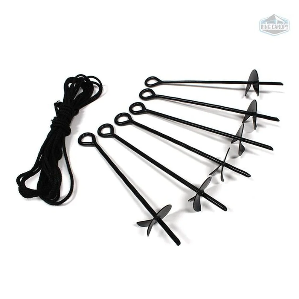 6 Piece Anchor Kit Canopy Steel Anchors with Rope Outdoor Shelter Security Heavy Duty Support System