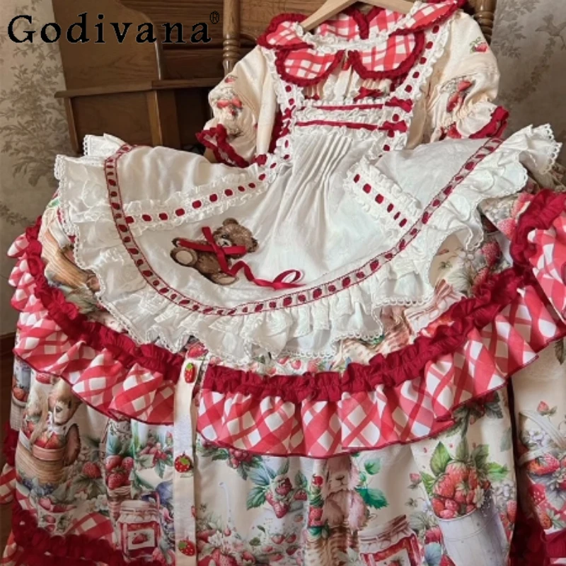 

OP элегантное милое повседневное платье Лолиты для женщин с принтом в японском стиле, милое платье принцессы, женское летнее длинное платье на день рождения