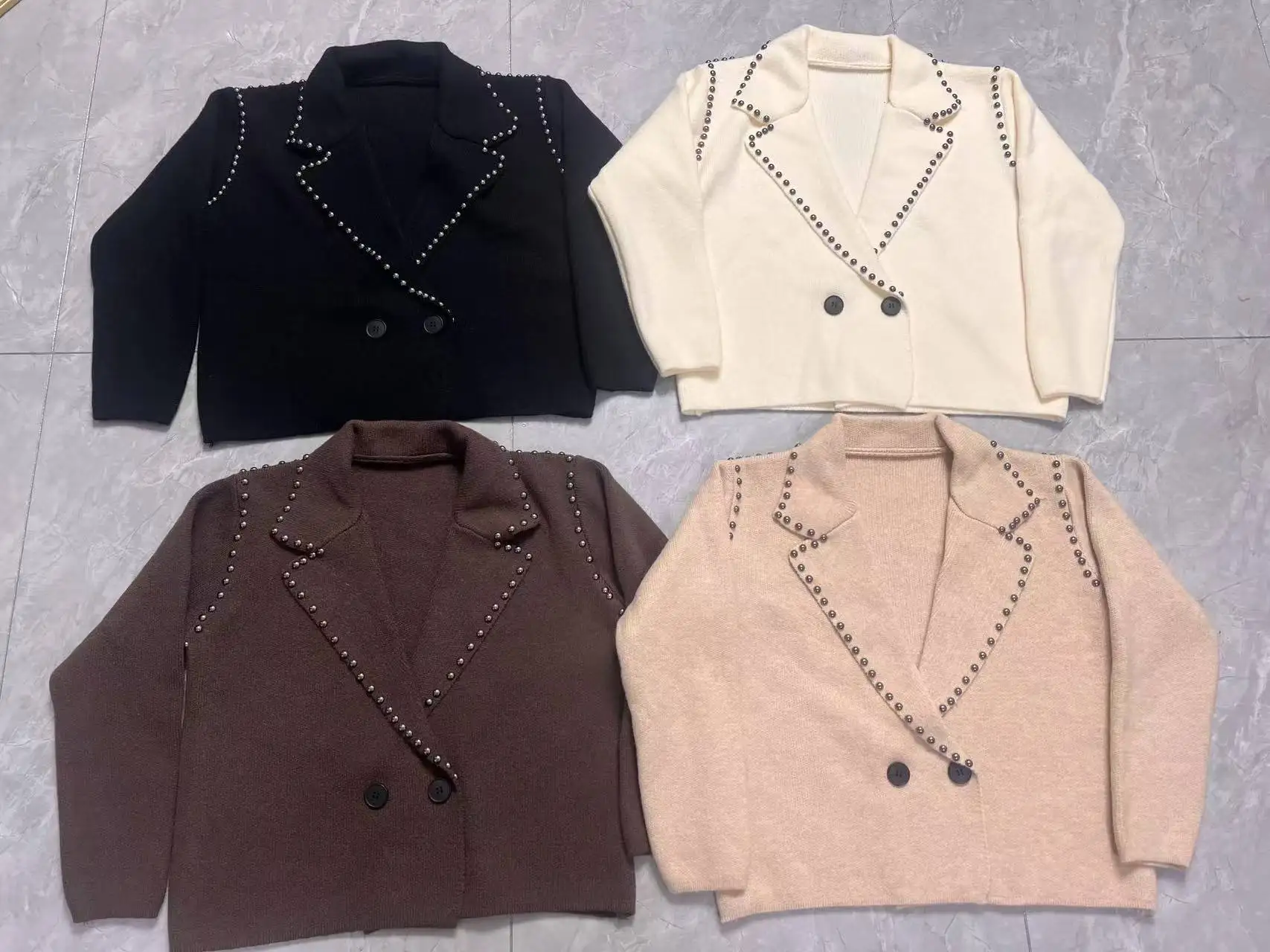 Women's Spring Autumn Casual Fried Street Short Coat Outwear High Quality French Vintage Small Fragrance Knitted Jacket Coat