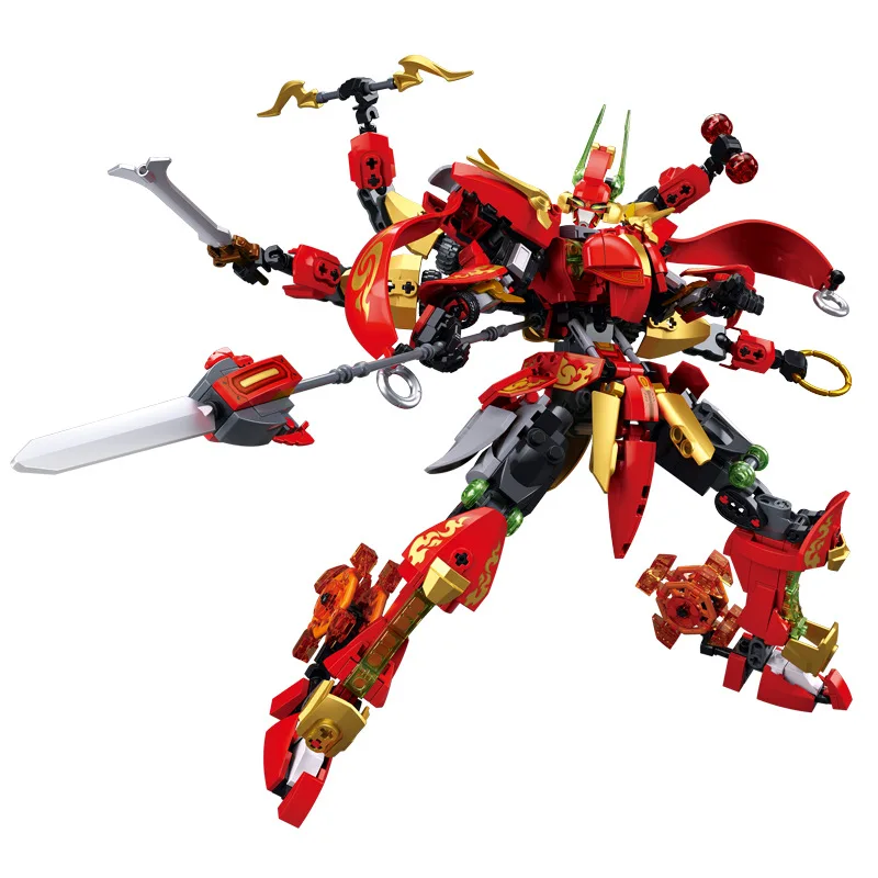 Sluban Mech Giocattolo di Natale Yang Jian Nezha Tre Principe Mech Mech Robot che cambia forma modello di puzzle per bambini giocattolo da costruzione