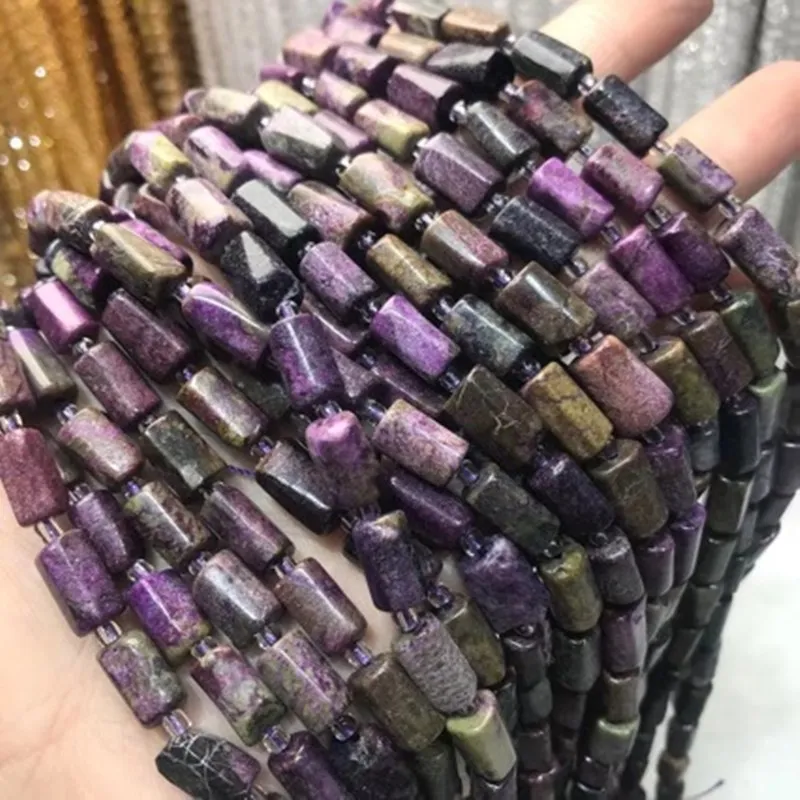 

loose beads purple Sugulite pillar 7*10mm making jewelry necklace FPPJ wholesale 38cm