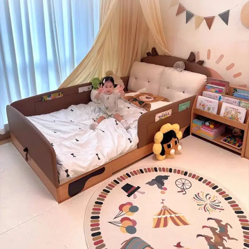 White Simple Kids Beds Expandable Normal Luxuce Single Modern Girls Kids Bed Style Design Custom Lit Pour Enfants Furniture Home