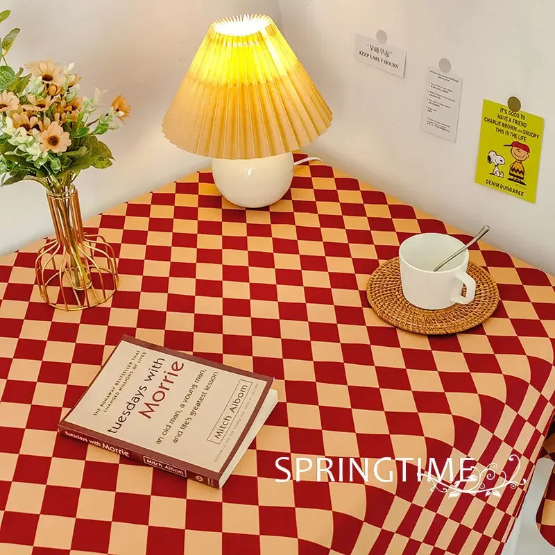 

Checkerboard Nordic Style Waterproof Tablecloth Writing Students Desk Mat Dining Table Decoration Accessories Home Decor