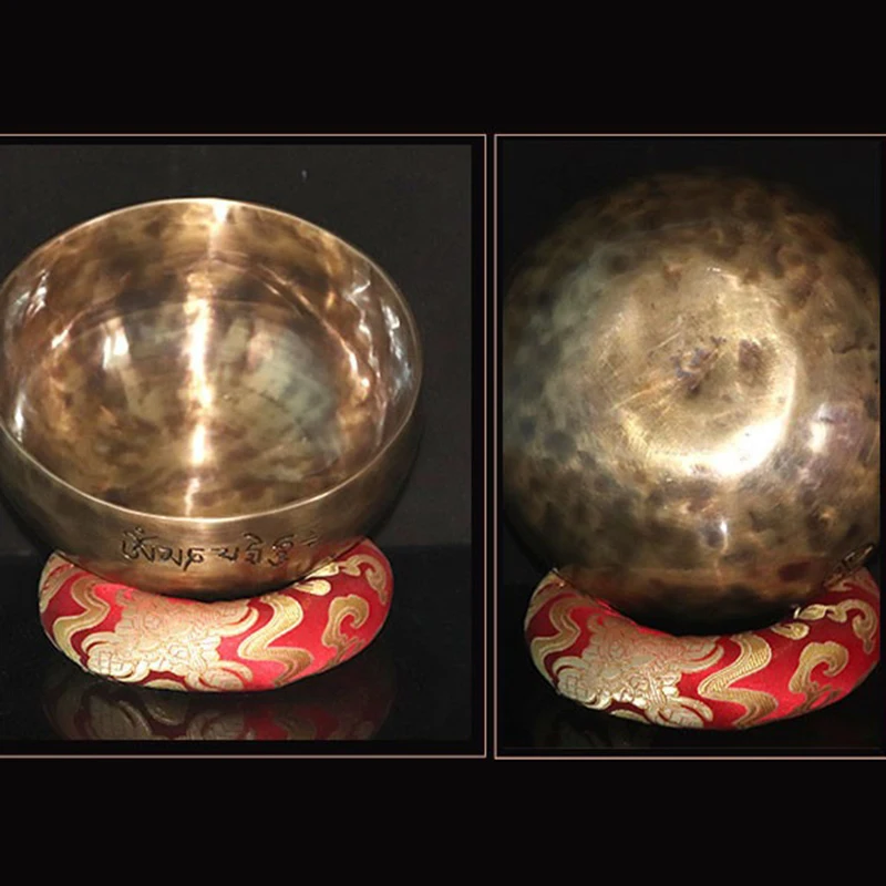 Nepal Singing Bowl Copper Full Moon Singing Bowls Buddhist Meditation Original Tibetan Bowl Sound Healing with Mallet Cushion view 4