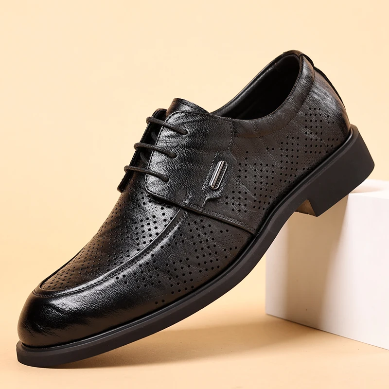 Sunmmer Men's Shoes Black Leather Formal Shoes for Men Oxfords Male Wedding Party Office Business Shoe Man zapatos de hombre