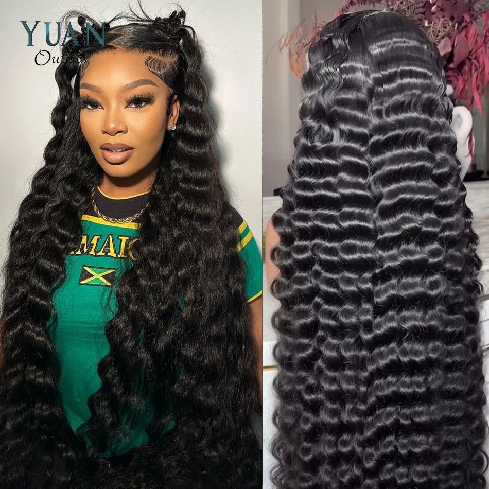 

200 Плотность 30 40 дюймов Свободный глубокий волнистый парик фронтальной части шнурка 13x6 Hd Вьющиеся человеческие волосы Парики 360 Волна воды Предварительно выщипанный парик фронта шнурка