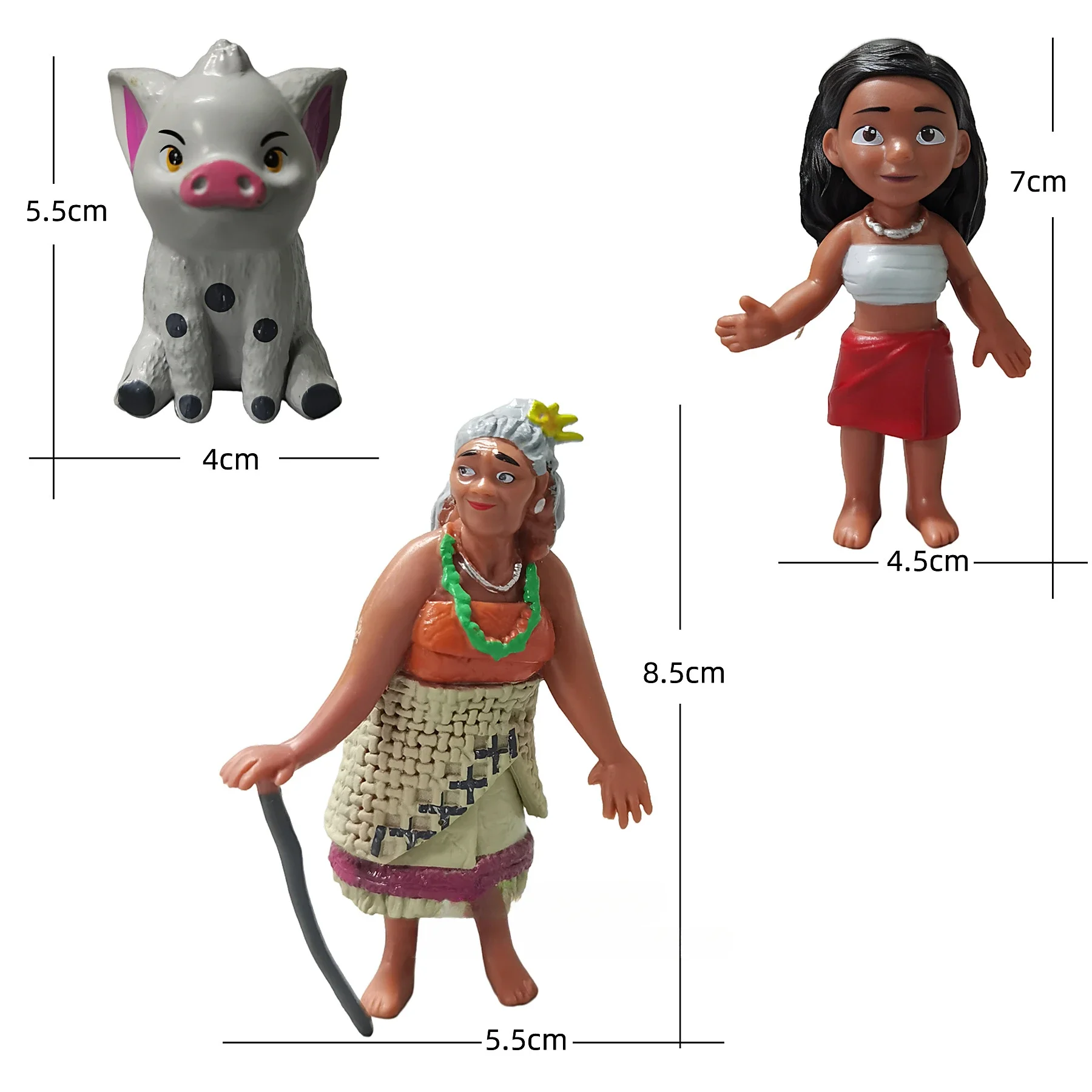 6pcs/lot Ocean Wonderland2 Moana Princess Legend Vaiana Maui Chief Tui Tala Heihei Pua Anime Figure Model Ornament Kids Toy Gift