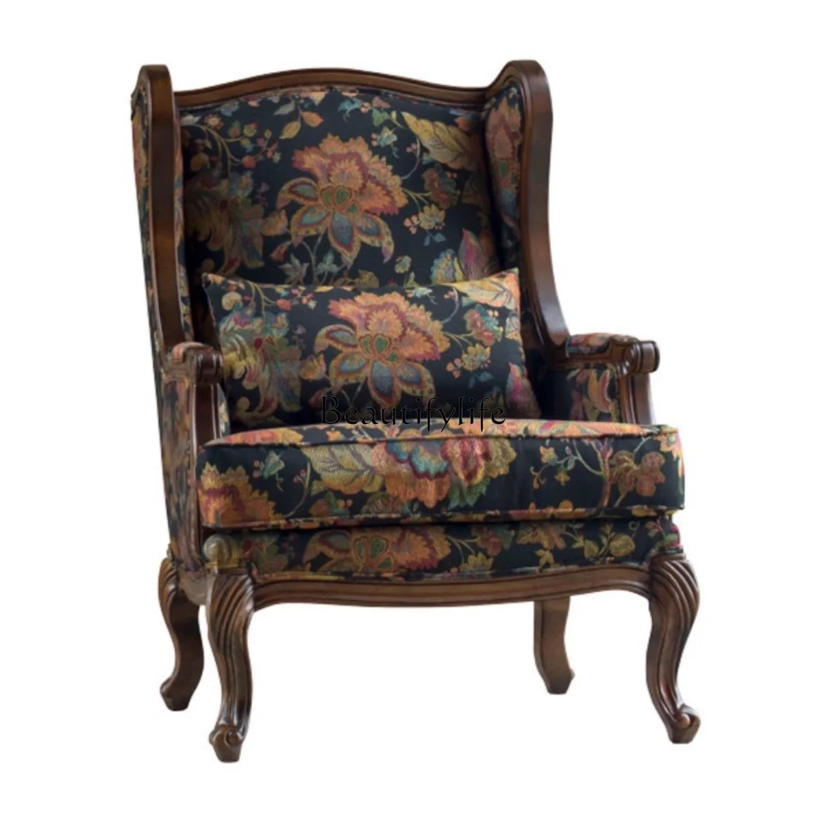 

American solid wood sofa chair living room single sofa medieval leisure chair can be customized