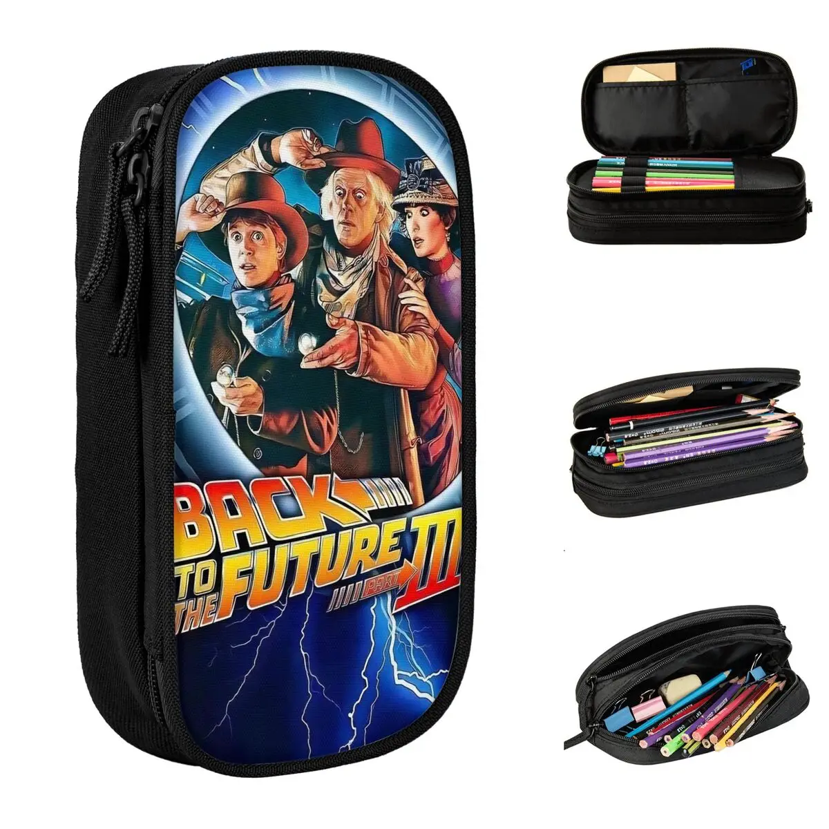Back To The Future Pencil Cases Science Fiction Pencil Pouch Pen for Girls Boys Large Storage Bags Office Cosmetic Stationery