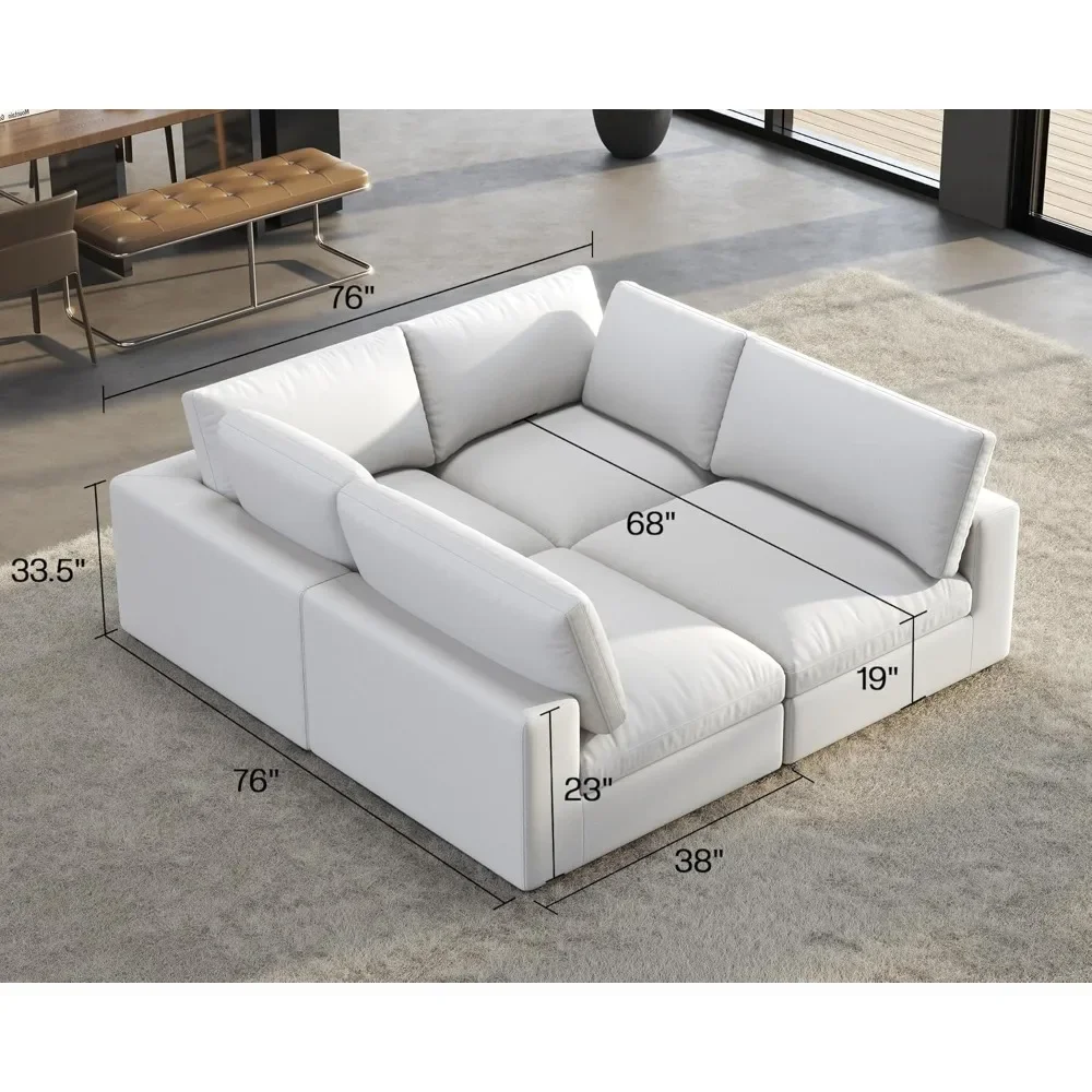 Modular Sectional Sofa, Oversized Down Filled Sectional Sofa, Comfy Couch with Chaise