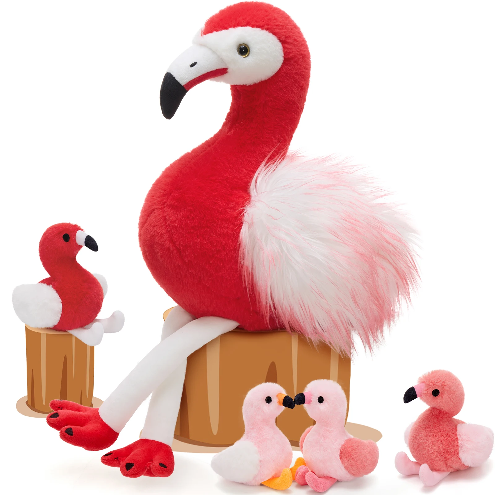 

Мягкое животное MorisMos с изображением фламинго и детскими игрушками-птицами внутри живот, 20-дюймовая мягкая игрушка-фламинго для мамы для девочек и мальчиков, красная птица