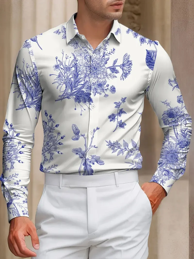 

Мужская неоновая рубашка с цветочным принтом, гавайская праздничная рубашка с лацканами и 3D принтом, черный, розовый, синий, фиолетовый топ