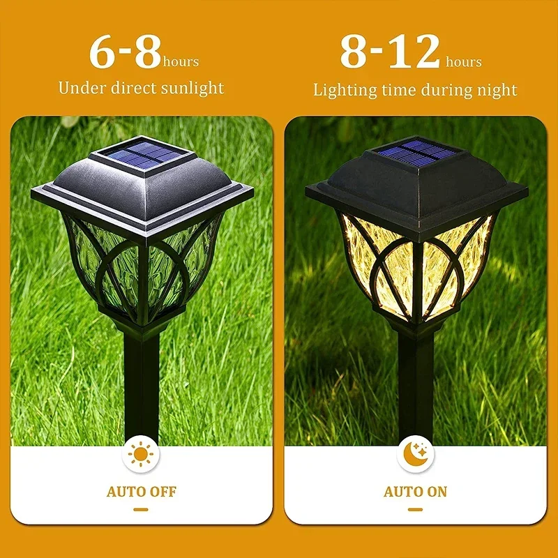 Led Solar Lawn Lights Outdoor Waterproof Warm Light Garden Decoration Lamp For Walkway Path Villa Yard Driveway