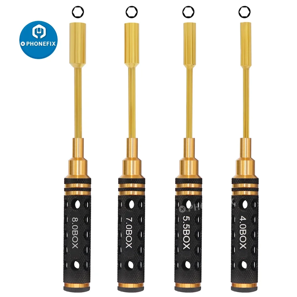 4Pcs Hexagonal Head Socket Screwdrivers 4.0/5.5/7.0/8.0mm Hex Nut Drivers Screw Driver Tool Set For RC Car Helicopter FPV Drone