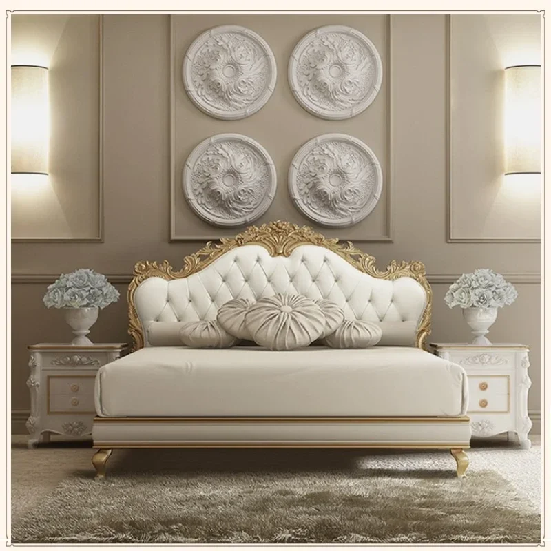Pretty Velvet Double Bed Simple Wood Purple Carved Girls Luxury Queen Bed Bedroom Modern Matrimonial Cama Casal Furniture
