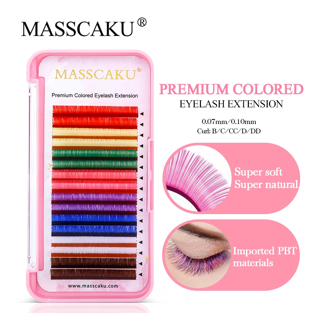 

Wholesale Colorful Silk Classical Individual Lash Extension Private Label Eyelashes Single Natural Multicolor Eyelash Cilios