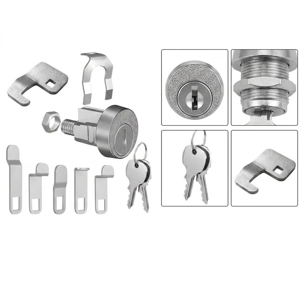 Zinc Alloy Cam Lock for Mailbox Replacement with 5 Cam Plates and Keys for Secure Cabinet Drawer and Storage Furniture Use