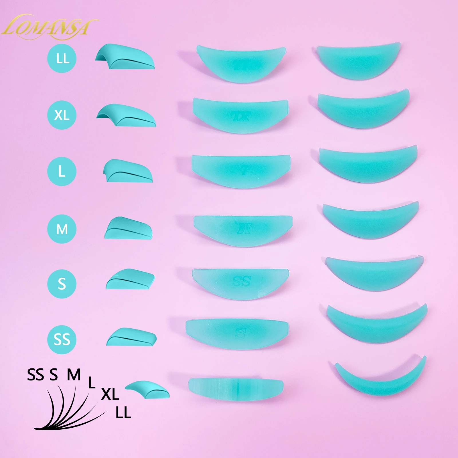 Lomansa 7 Pairs L Curl Silicone Eyelash Perm Pads Sticky Lashes Rod Shield Lifting 3D Eyelash Curler Accessories Makeup Tools