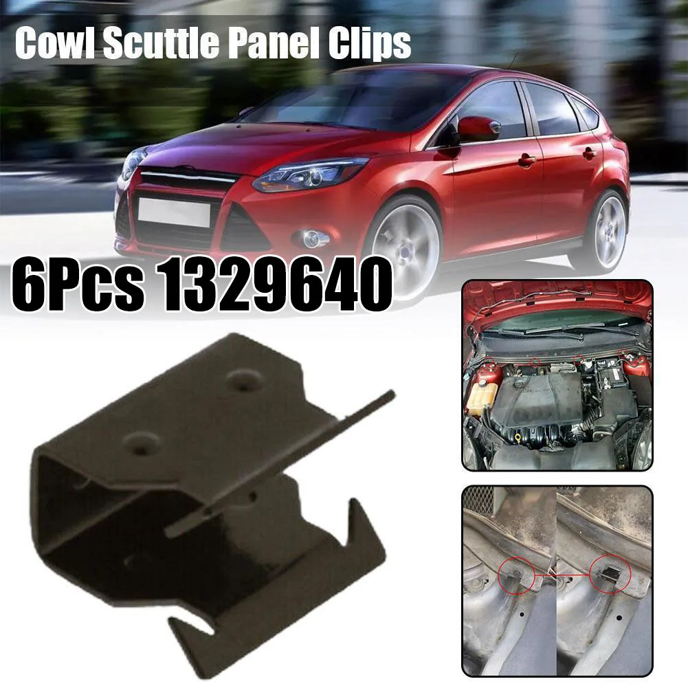 6 uds Panel Scuttle de capó Clips de Panel Scuttle abrazadera de Metal para Ford para Galaxy para Ford Grand c-max 1329640 accesorios de coche