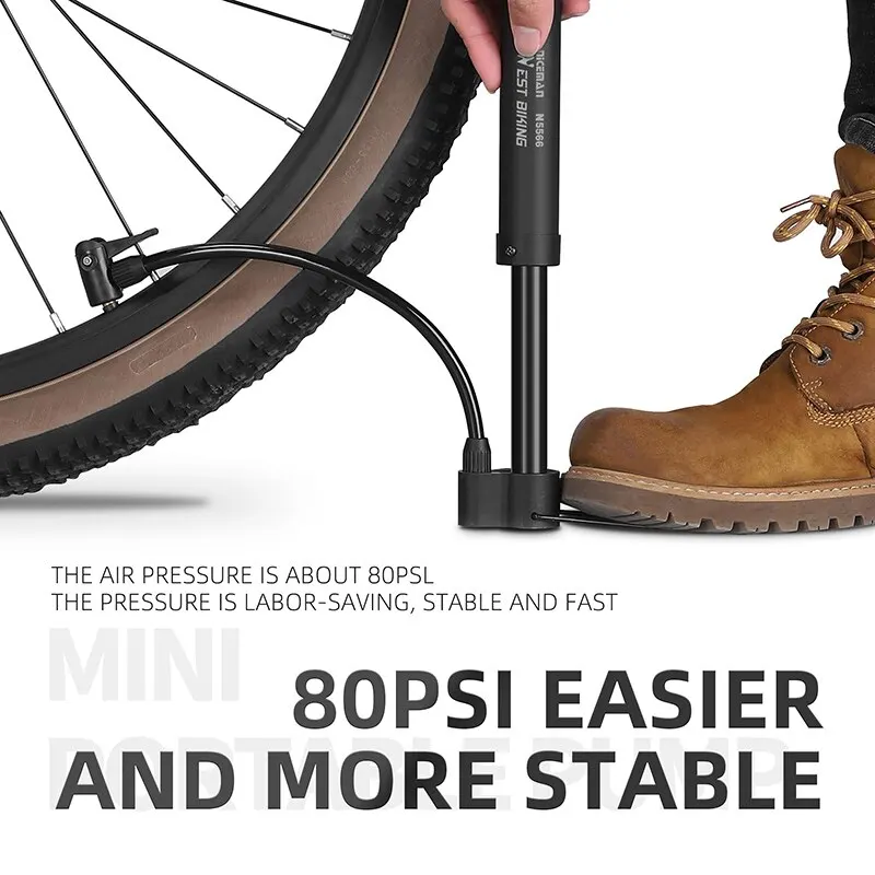 WEST BIKING-Pompe à air manuelle 80 PSI pour vélo et VTT, gonfleur de ballon, assujetSchrader, accessoires de cyclisme