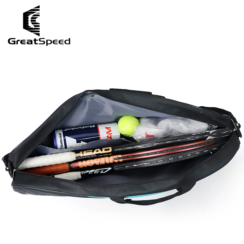 GREATSPEED Confezione da 3 borse per racchette da tennis con tracolla per uomo e donna, borsa dedicata per racchette da badminton