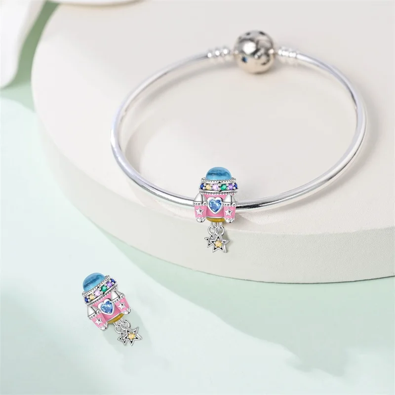 925 Sterling Silver Time Little Rocket Charms Beads Fit Original Bracelet DIY Women Fashion Exquisite Anniversary Jewelry Gifts