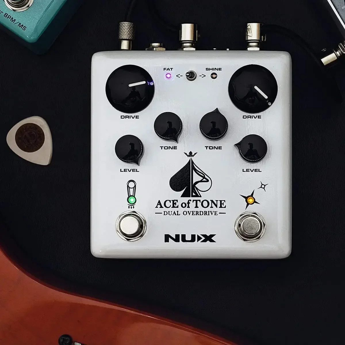 NUX Ace of Tone NDO-5 pedaal, effecten voor elektrische gitaar, dubbel overdrive-pedaal, gestapeld delay-pedaal