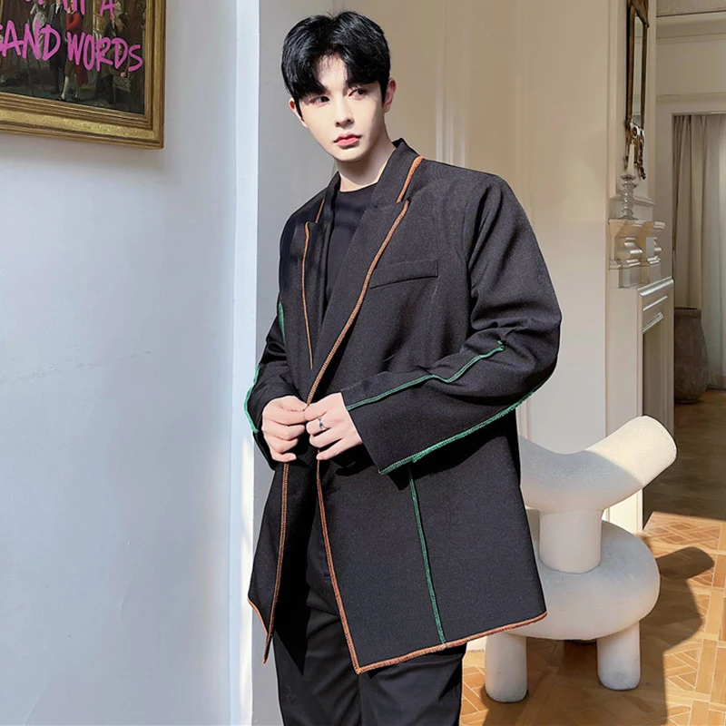 LUZHEN Autumn New Trendy Outline Color Contrast Design Korean Blazer Coat Men's Elegant Fashion Casual Youth Suit Jackets LZ5501