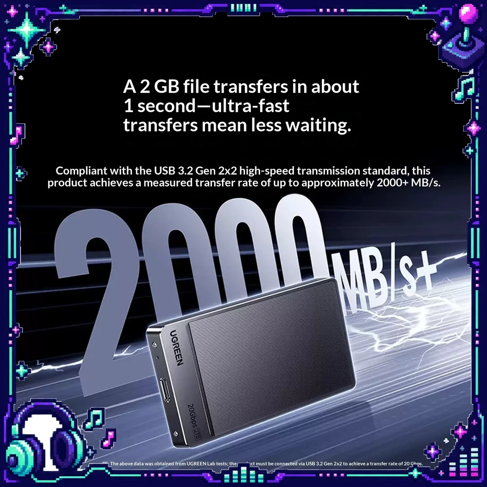 UGREEN CM766 Prime20 Portable SSD 2TB Type C 2000MB/s USB 3.2 External Solid State Drive