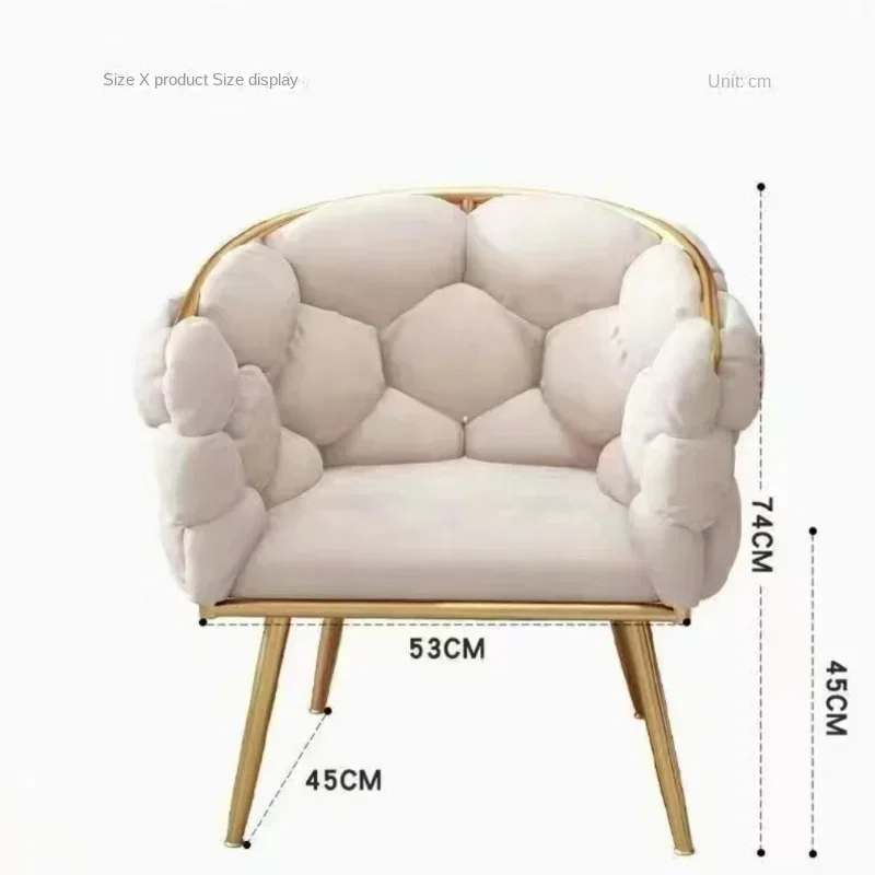 Metal Vanity Chair Sturdy Dining Seat Comfortable Backrest Princess Chair Soft Manicure Chair Suitable for Beauty Salon Bedroom
