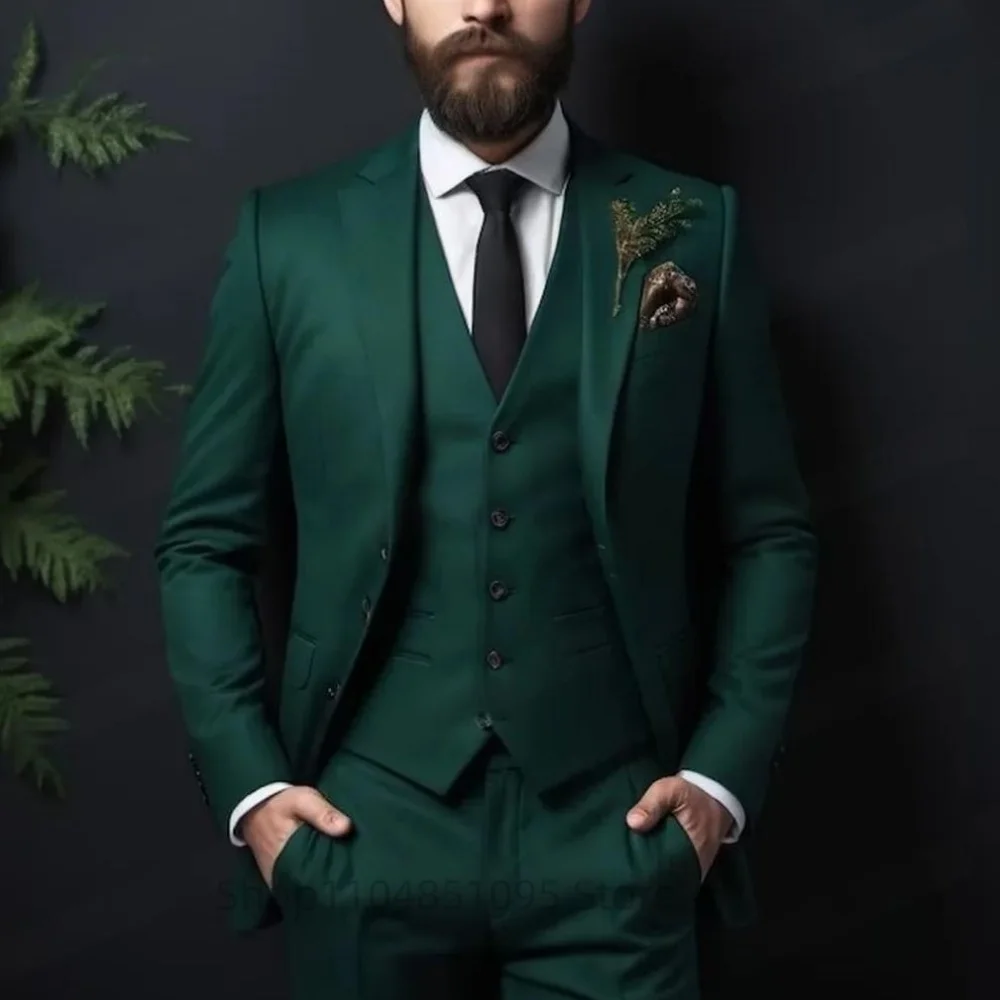 الكلاسيكية سليم صالح الزفاف البدلات الرسمية 3 قطعة مجموعة لرفقاء العريس والذكور بدلة عمل رسمية مع سترة سترة السراويل #2