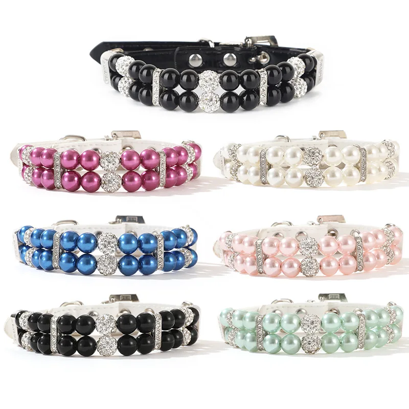 

Pet Leash Collar Jewelry Pearl Cat Necklace Small and Medium-sized Dog Harnesses Supplies Wholesale