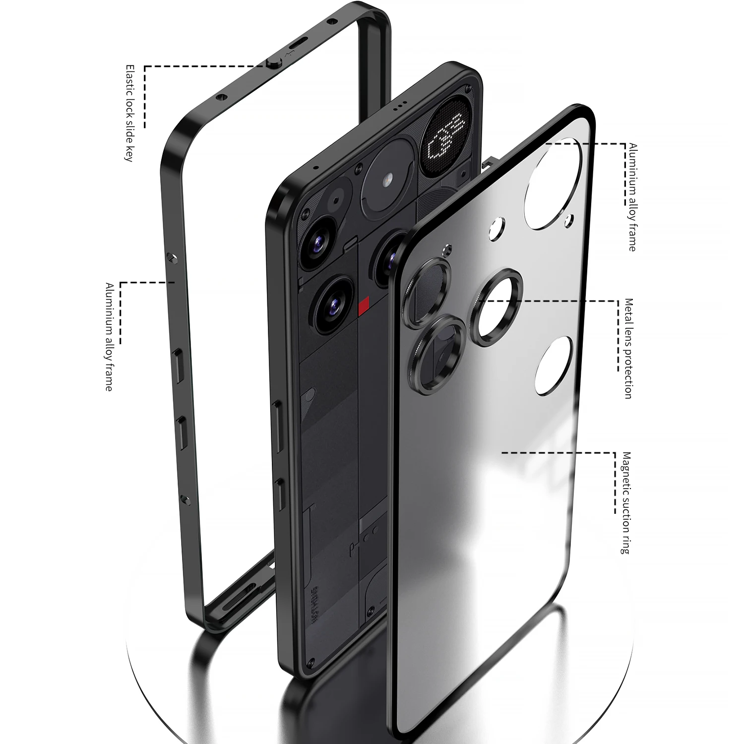 

New Case for Nothing Phone3, Pop Buckle Lock Metal Bumper, Non-Slip Matte Back, Slim Profile Full Body Protective Shell