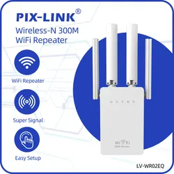 PIX-LINK Wireless WiFi Repeater Wifi Extender Ultraboost Wifi Amplifier Long Range Repiter 300M Wi-Fi Booster Access Point WR02E