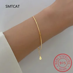 Real 925 Sterling Silver Chain Minimalist Bracelet For Fashion Women Party Cute Fine Jewelry 18k gold Accessories