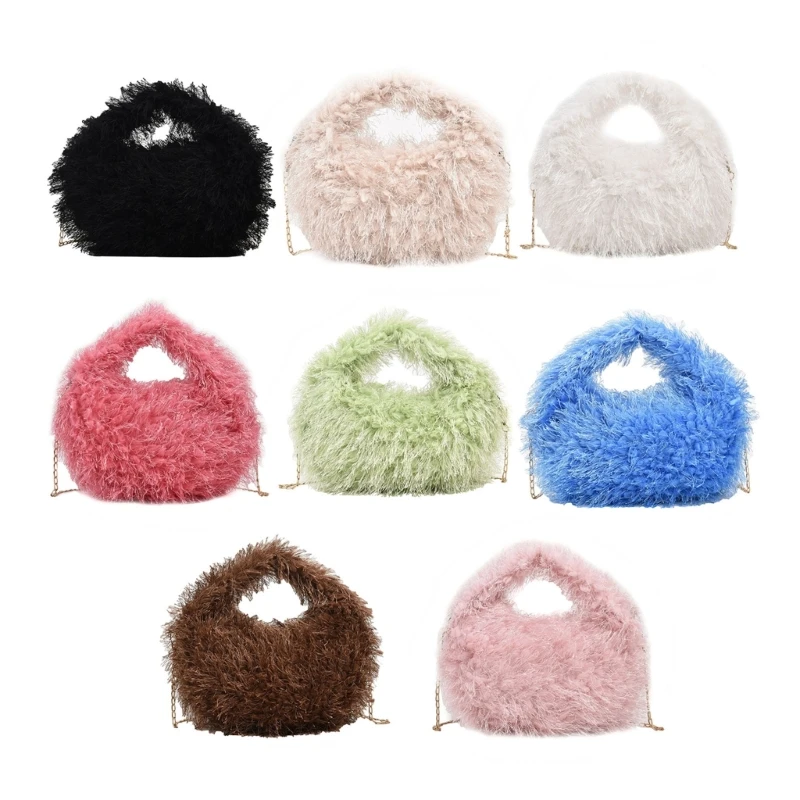 

Fashion Plush Tassels Handbag Crossbody Bag Casual Tote Bag Simple Dumpling Bag