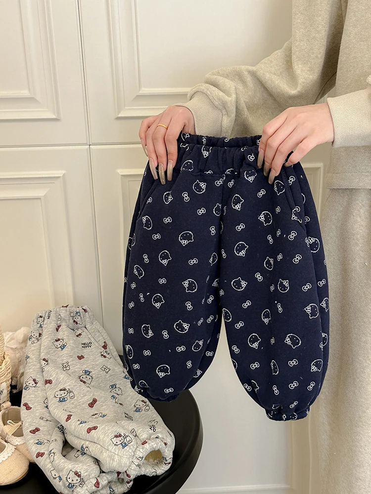 Thiened Lamb Velvet Pants for Girls Winter New Sle Faionable Children's Winter Clothes Fce Lined Ultra Thi Sweatpants