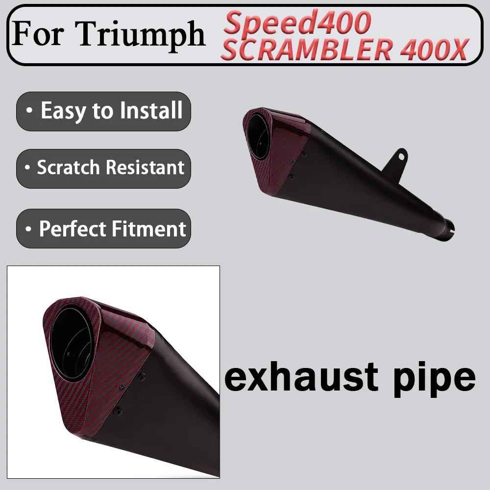 For Triumph Speed400 Scrambler400X modified mid-rear exhaust pipe, the sound is deep, rich and powerful