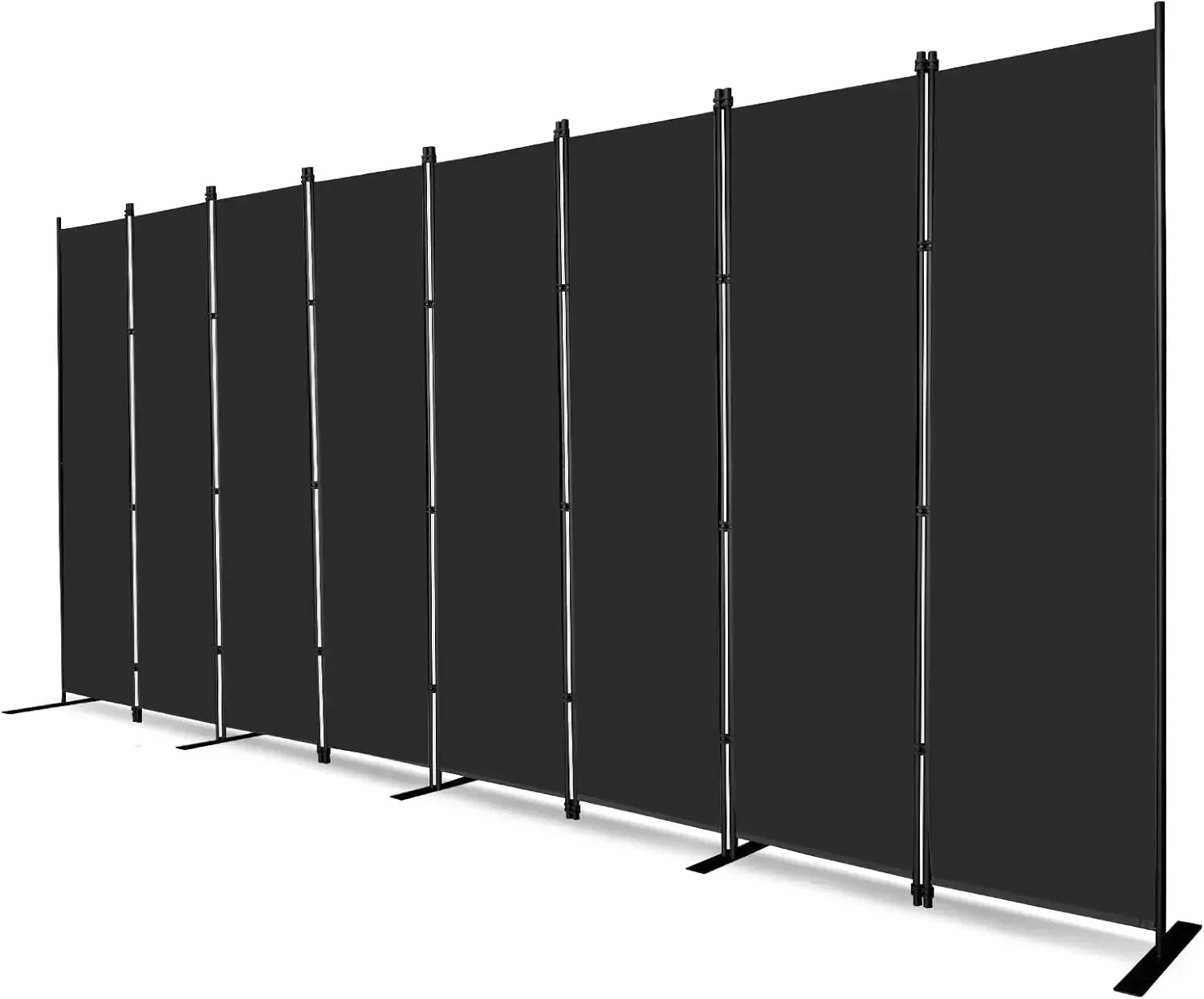 8-Panel Black Room Divider 6ft Tall Folding Privacy Screen Portable Office Partition 160
