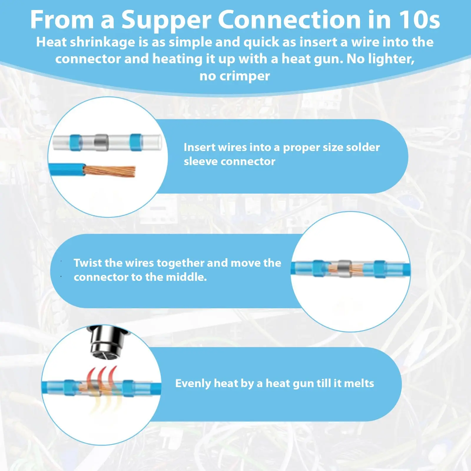 Connettori termorestringenti, connettori per cavi a crimpare elettrici isolati impermeabili, terminale di giunzione per barche marine automobilistiche