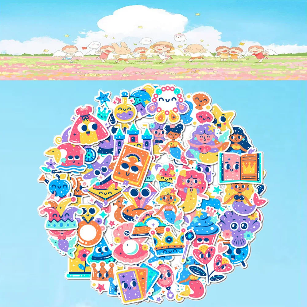 

50 шт. сверкающие сказочные наклейки детский подарок мультфильм DIY украшение комнаты чашка воды гитара тетрадь оптовая продажа