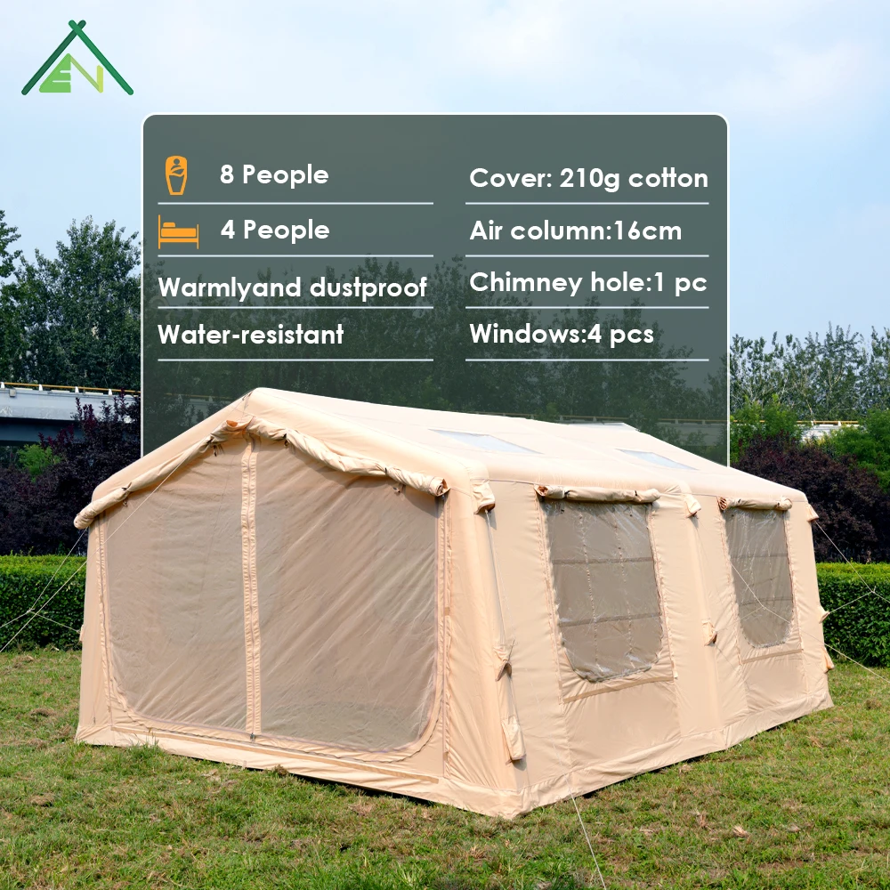 17.28 5-6 Person Cotton Canvas Inflatable Air Tent Waterproof Four-Season UV Protection Easy Setup One Bedroom Living Room