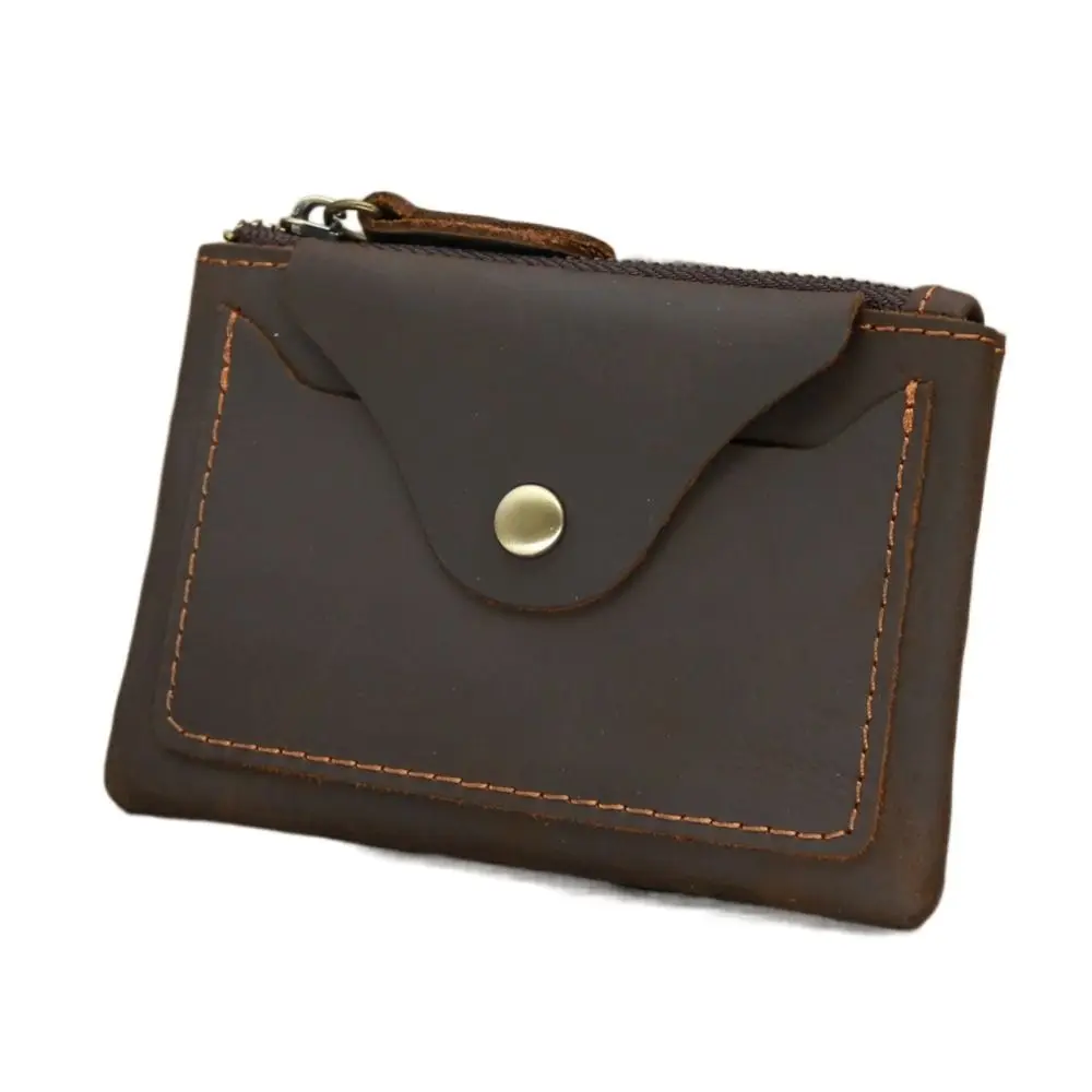 

Casual Zipper Envelope Card Bag Korean Style Thin Genuine Leather Wallet Pocket Pouch Card Holder Snap Button Coin Purse Women