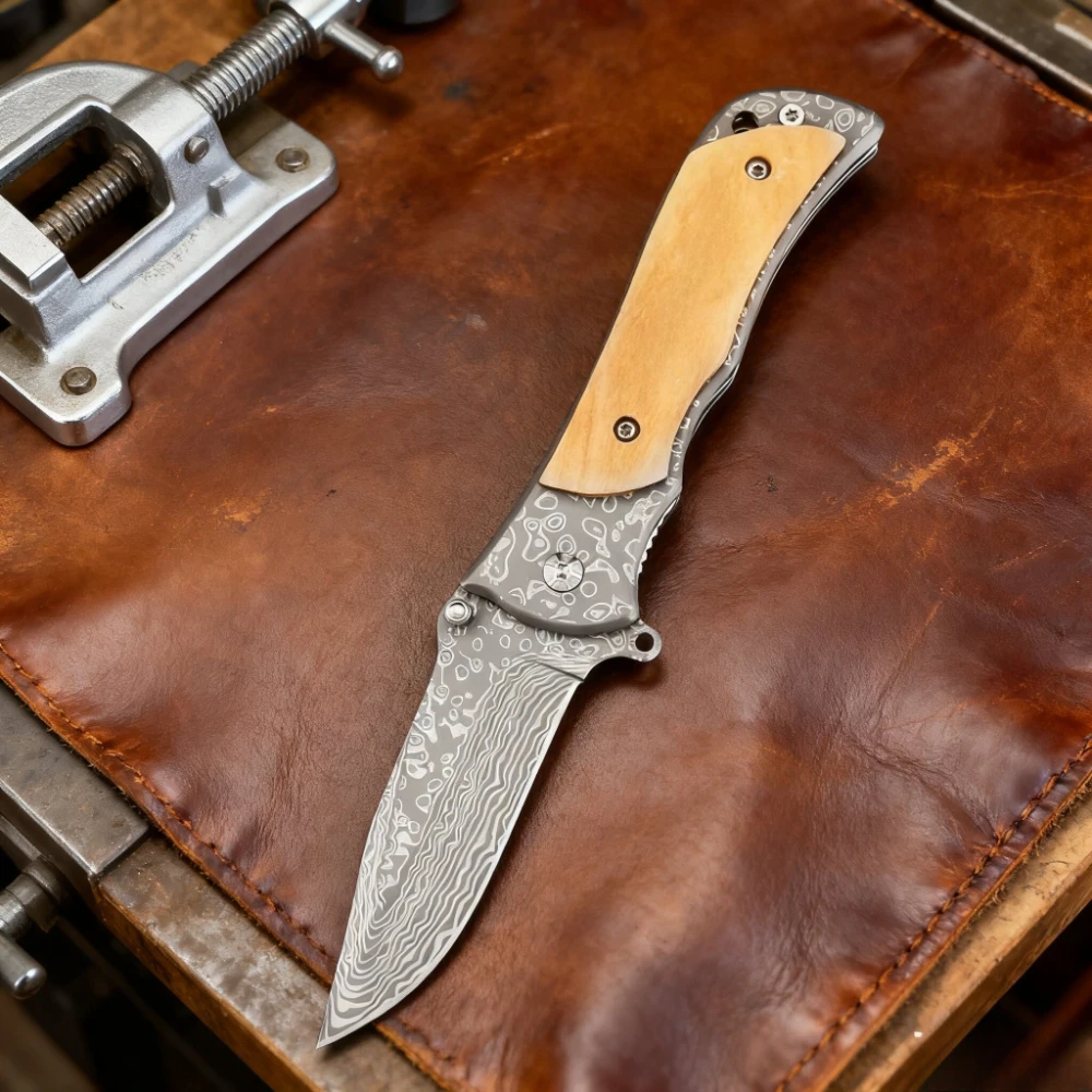 جديد 339 سكين صغير قابل للطي 5Cr13Mov شفرة 420 الصلب مع مقبض خشب الزيتون التخييم حمل سكينة للاستعمال الخارجي المشي لمسافات طويلة مغامرة أداة ECD #1