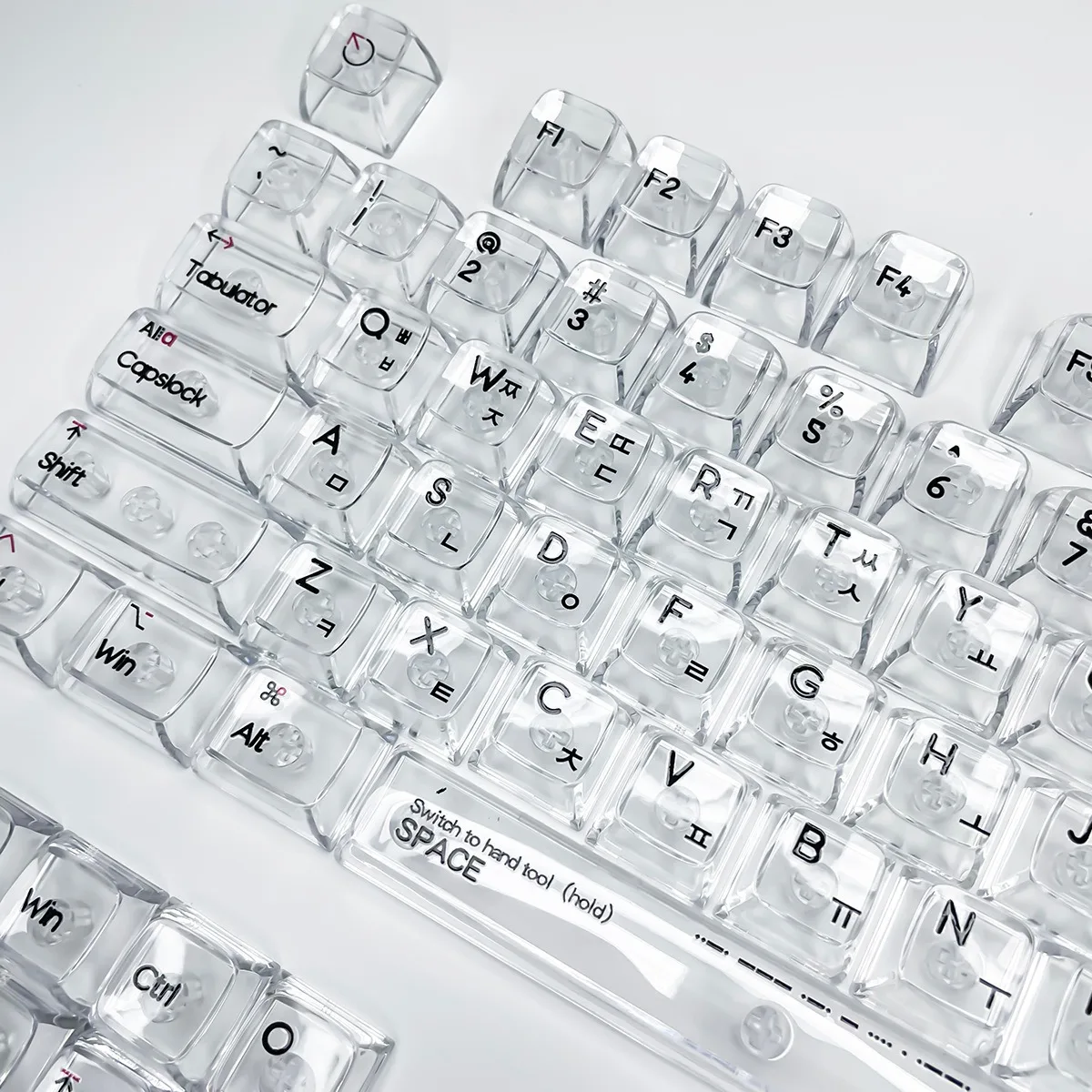 132 Keys Crystal Transparent Keycaps Korean Arabic Russian Backlit RGB Keycap For Mechanical Keyboard ISO Layout PC Key Caps DIY