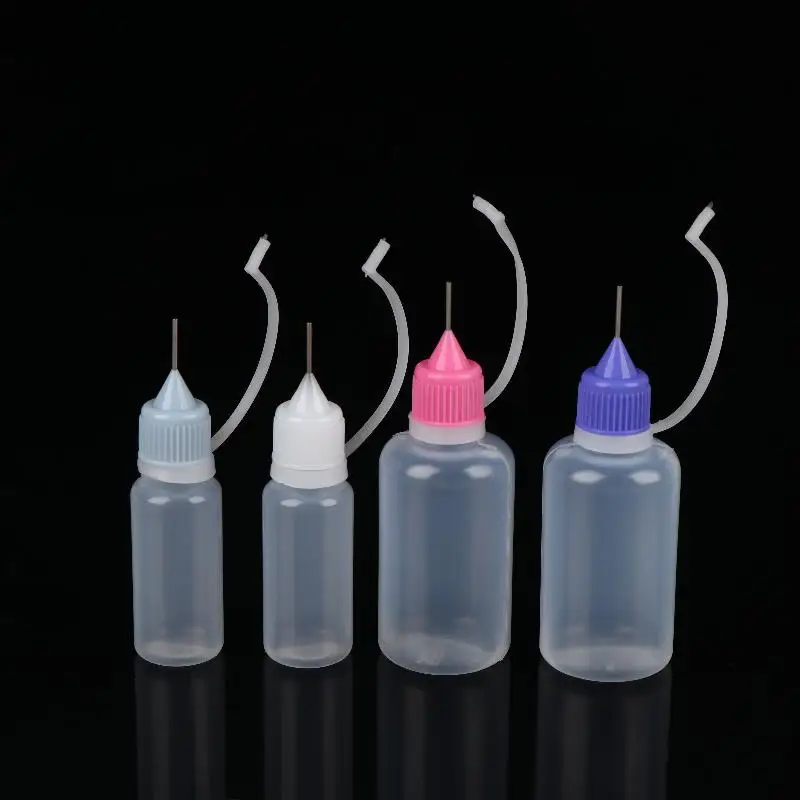 1 Set durchsichtige Plastikflaschen mit Nadelspitze und auslaufsicheren Deckeln in verschiedenen Größen, perfekt für die Aufbewahrung von Bastelkleber – Detail 5